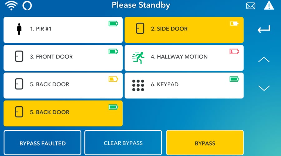 Bloomington security system command screen.